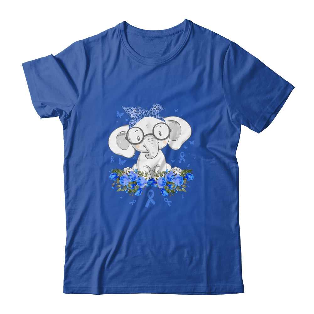 Diabetes Awareness Elephant Flowers Blue Ribbon Gift T-Shirt & Hoodie | Teecentury.com