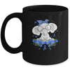 Diabetes Awareness Elephant Flowers Blue Ribbon Gift Mug Coffee Mug | Teecentury.com