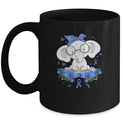 Diabetes Awareness Elephant Flowers Blue Ribbon Gift Mug Coffee Mug | Teecentury.com