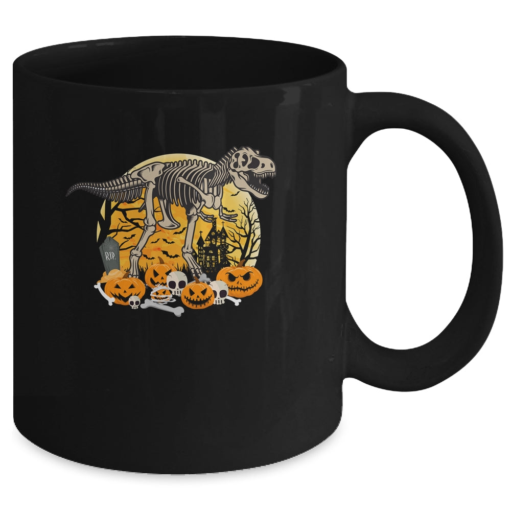 Dinosaur T Rex Skeleton Pumpkin With Moon Halloween Costume Mug Coffee Mug | Teecentury.com