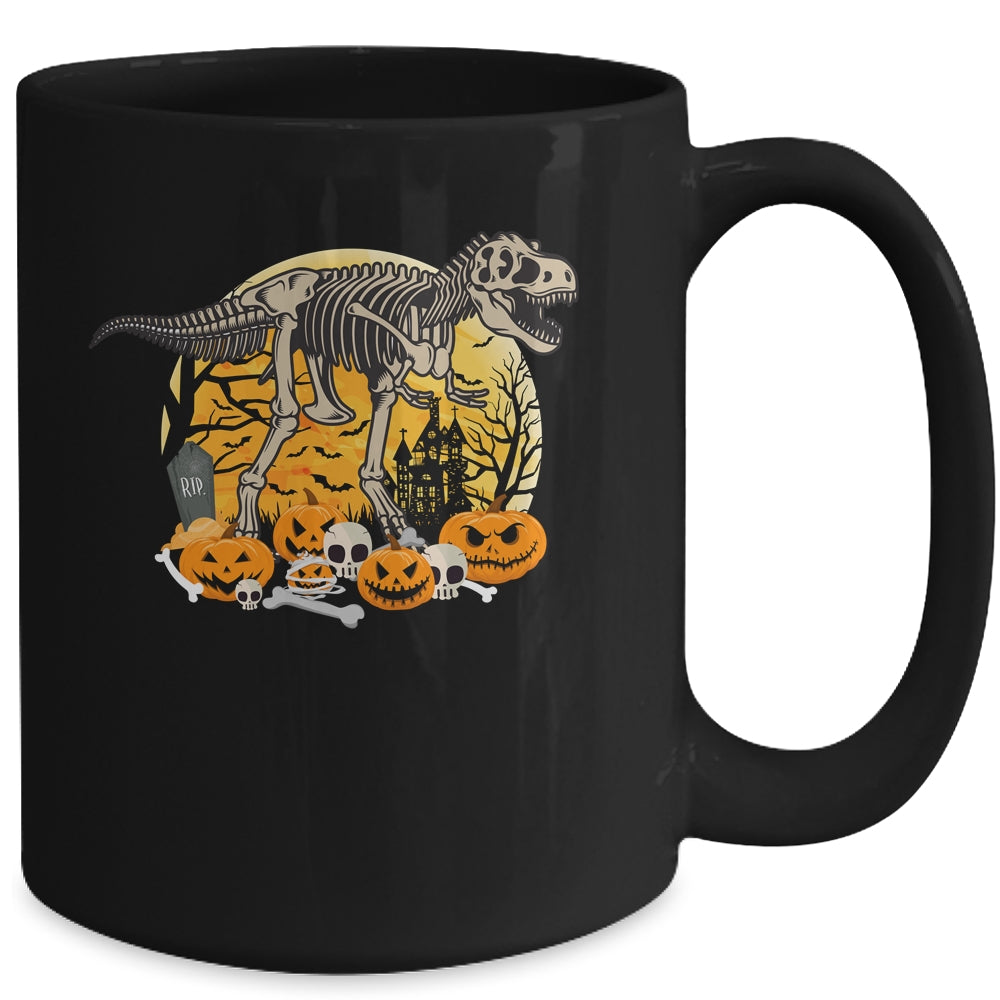 Dinosaur T Rex Skeleton Pumpkin With Moon Halloween Costume Mug Coffee Mug | Teecentury.com