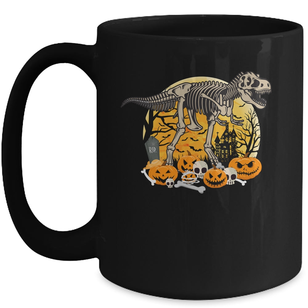 Dinosaur T Rex Skeleton Pumpkin With Moon Halloween Costume Mug Coffee Mug | Teecentury.com