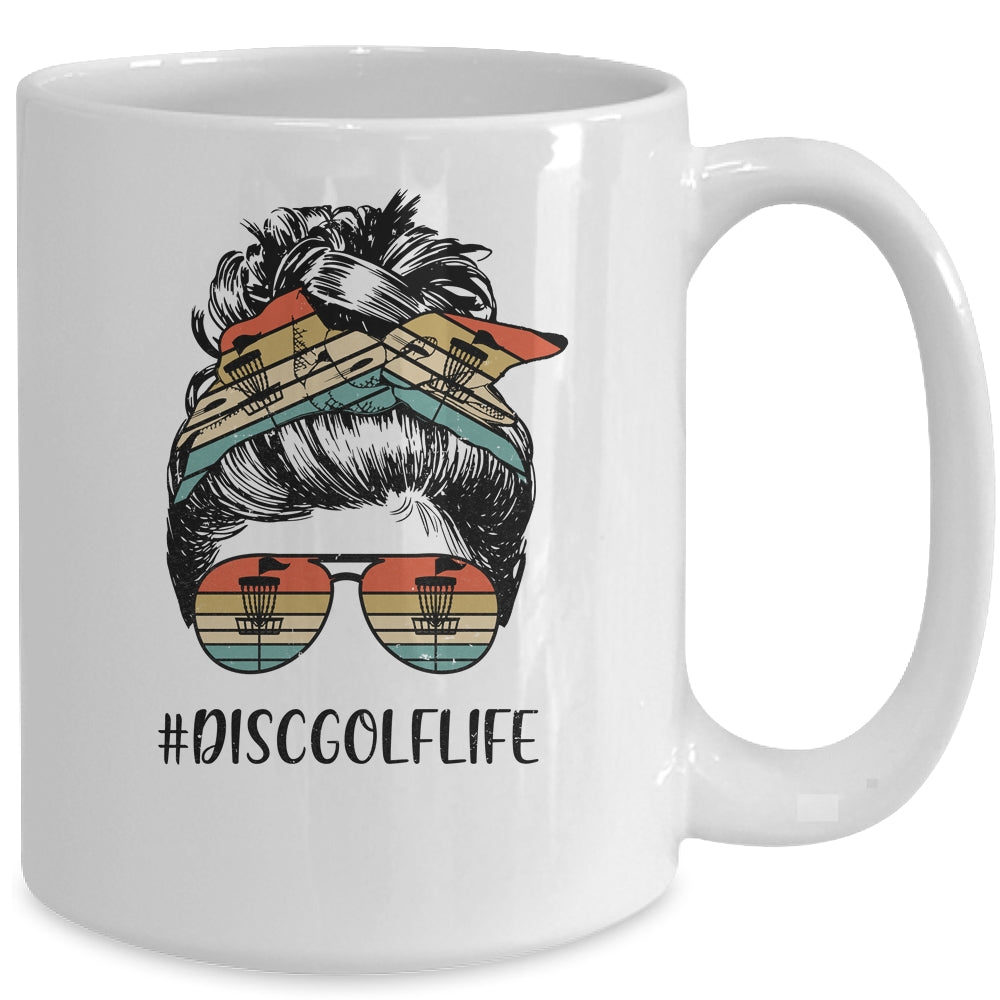 Disc Golf Mom Life Messy Bun Hair Glasses Mug Coffee Mug | Teecentury.com