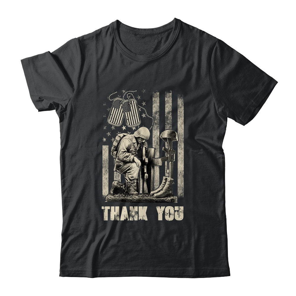 Distressed Memorial Day Flag Veteran Military Boots Dog Tags T-Shirt & Hoodie | Teecentury.com