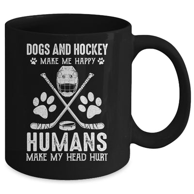 Dog And Hockey Makes Me Happy Ice Hockey Player Mug Coffee Mug | Teecentury.com