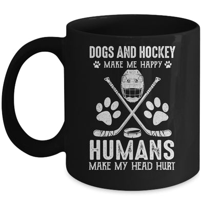 Dog And Hockey Makes Me Happy Ice Hockey Player Mug Coffee Mug | Teecentury.com