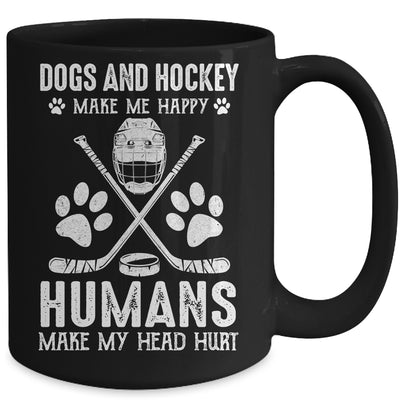 Dog And Hockey Makes Me Happy Ice Hockey Player Mug Coffee Mug | Teecentury.com