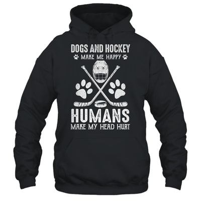 Dog And Hockey Makes Me Happy Ice Hockey Player T-Shirt & Tank Top | Teecentury.com