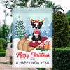 Dog Boston Terrier Christmas Flag Merry Christmas and Happy New Year Welcome Gift for Dog Lovers Flag | Teecentury.com