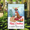 Dog Boxer Christmas Flag Merry Christmas and Happy New Year Welcome Gift for Dog Lovers Flag | Teecentury.com
