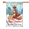 Dog Boxer Christmas Flag Merry Christmas and Happy New Year Welcome Gift for Dog Lovers Flag | Teecentury.com