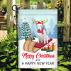 Dog Bull Terrier Christmas Flag Merry Christmas and Happy New Year Welcome Gift for Dog Lovers Flag | Teecentury.com