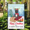 Dog French Bulldog Christmas Flag Merry Christmas and Happy New Year Welcome Gift for Dog Lovers Flag | Teecentury.com