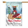 Dog French Bulldog Christmas Flag Merry Christmas and Happy New Year Welcome Gift for Dog Lovers Flag | Teecentury.com