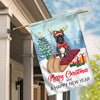 Dog French Bulldog Christmas Flag Merry Christmas and Happy New Year Welcome Gift for Dog Lovers Flag | Teecentury.com