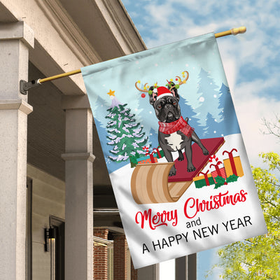 Dog French Bulldog Christmas Flag Merry Christmas and Happy New Year Welcome Gift for Dog Lovers Flag | Teecentury.com