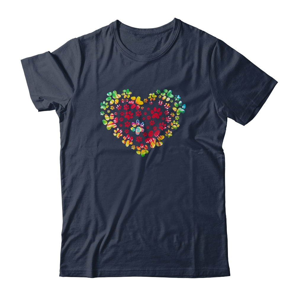 Dog Mom Dad Puppy Love Dogs Paw Print Heart Tie Dye Design Shirt Tank Top Teecentury