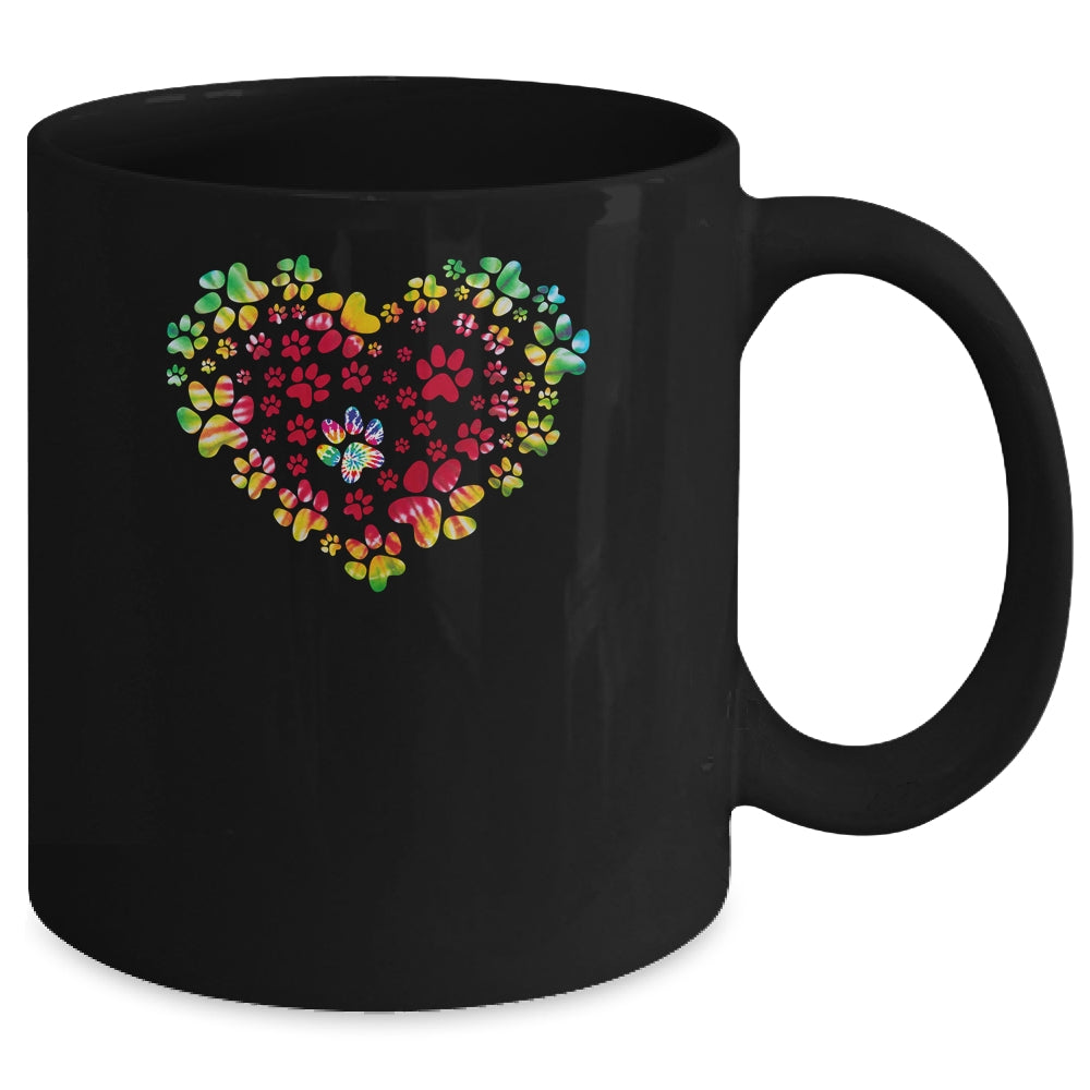 Dog Mom Dad Puppy Love Dogs Paw Print Heart Tie Dye Design Mug Coffee Mug | Teecentury.com