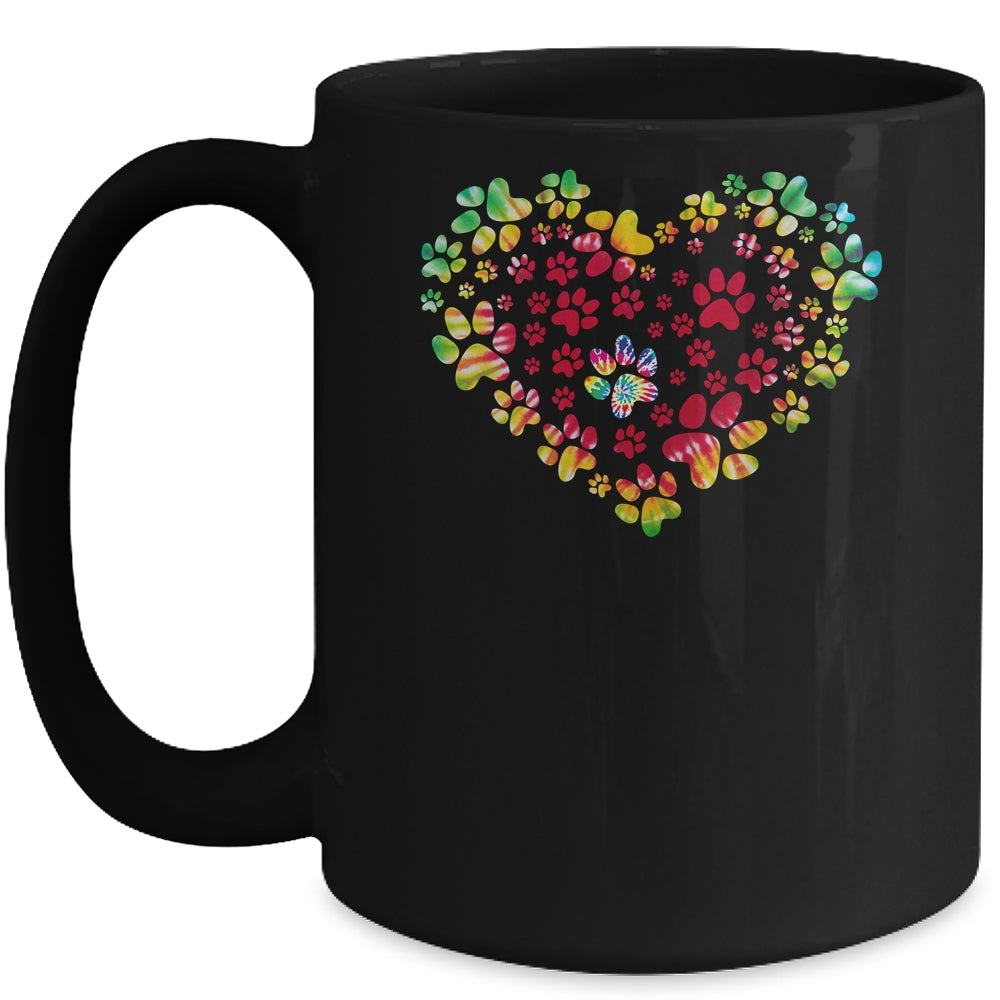 Dog Mom Dad Puppy Love Dogs Paw Print Heart Tie Dye Design Mug Coffee Mug | Teecentury.com