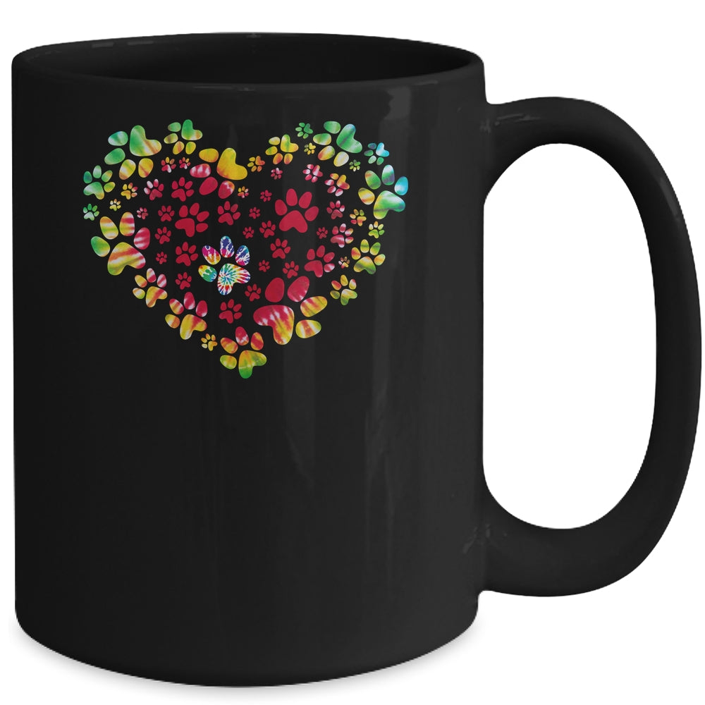 Dog Mom Dad Puppy Love Dogs Paw Print Heart Tie Dye Design Mug Coffee Mug | Teecentury.com