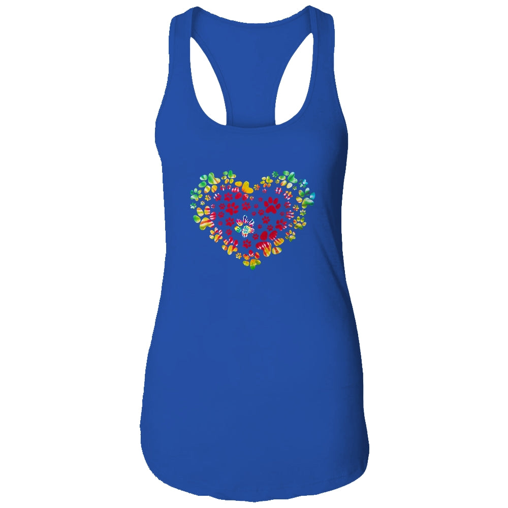 Dog Mom Dad Puppy Love Dogs Paw Print Heart Tie Dye Design T-Shirt & Tank Top | Teecentury.com