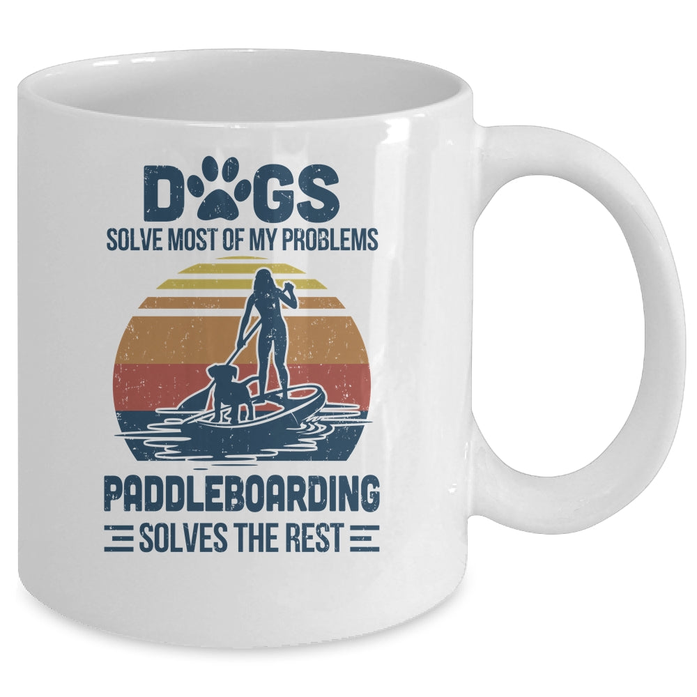 Dogs Solve Most Of My Problemes Paddleboarding Vintage Mug Coffee Mug | Teecentury.com