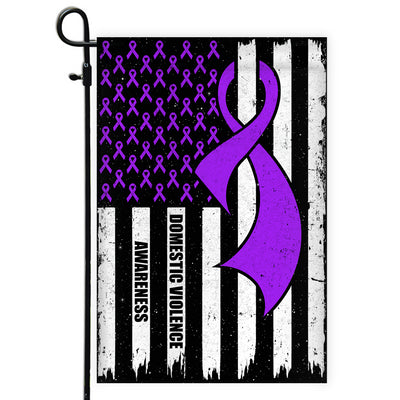 Domestic Violence Awareness America Flag Purple Ribbon Flag | Teecentury.com
