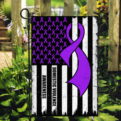 Domestic Violence Awareness America Flag Purple Ribbon Flag | Teecentury.com