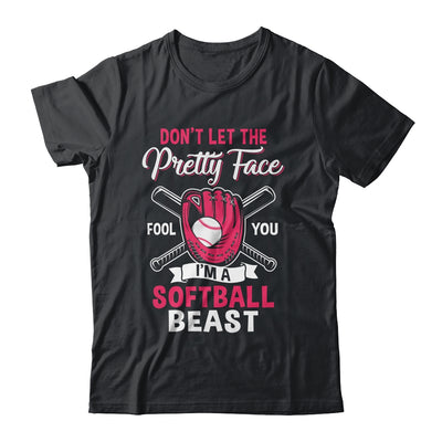 Don't Let The Pretty Face Fool You Softball Beauty Girl Shirt & Tank Top | teecentury