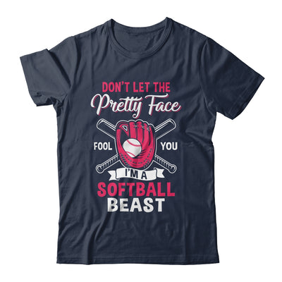Don't Let The Pretty Face Fool You Softball Beauty Girl Shirt & Tank Top | teecentury
