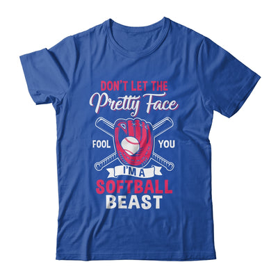Don't Let The Pretty Face Fool You Softball Beauty Girl Shirt & Tank Top | teecentury