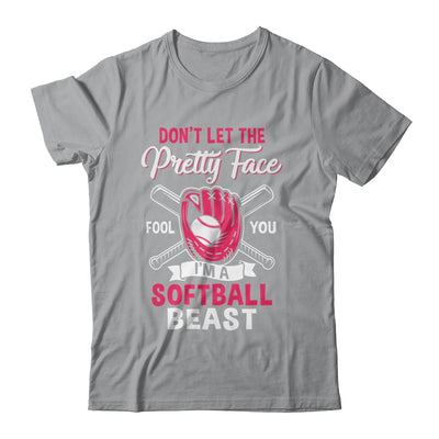 Don't Let The Pretty Face Fool You Softball Beauty Girl Shirt & Tank Top | teecentury