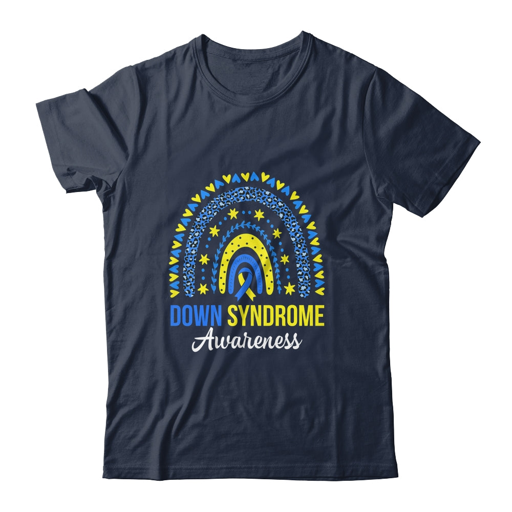 Down Syndrome Awareness Rainbow Yellow Blue Ribbon Shirt & Hoodie | teecentury