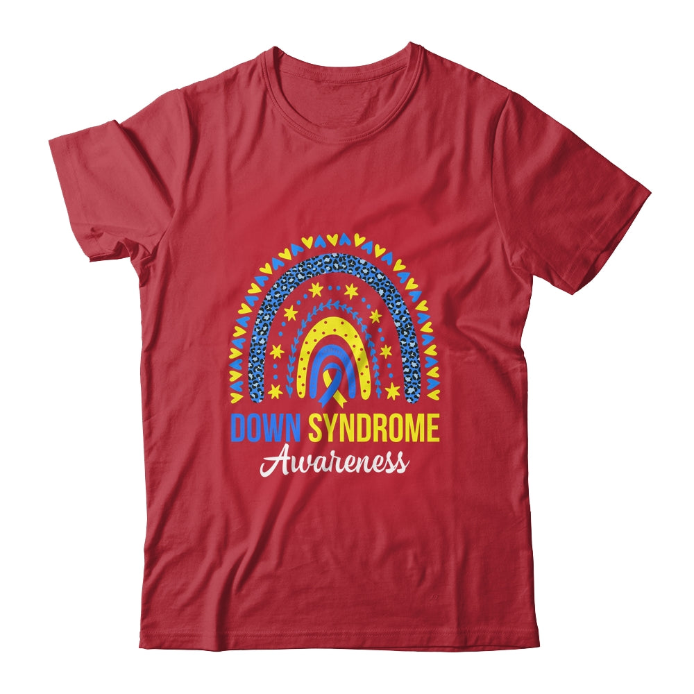 Down Syndrome Awareness Rainbow Yellow Blue Ribbon Shirt & Hoodie | teecentury