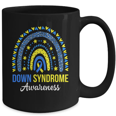 Down Syndrome Awareness Rainbow Yellow Blue Ribbon Mug | teecentury