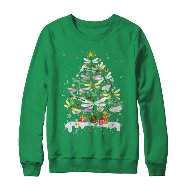 Dragonfly christmas tree print sweatshirt clearance