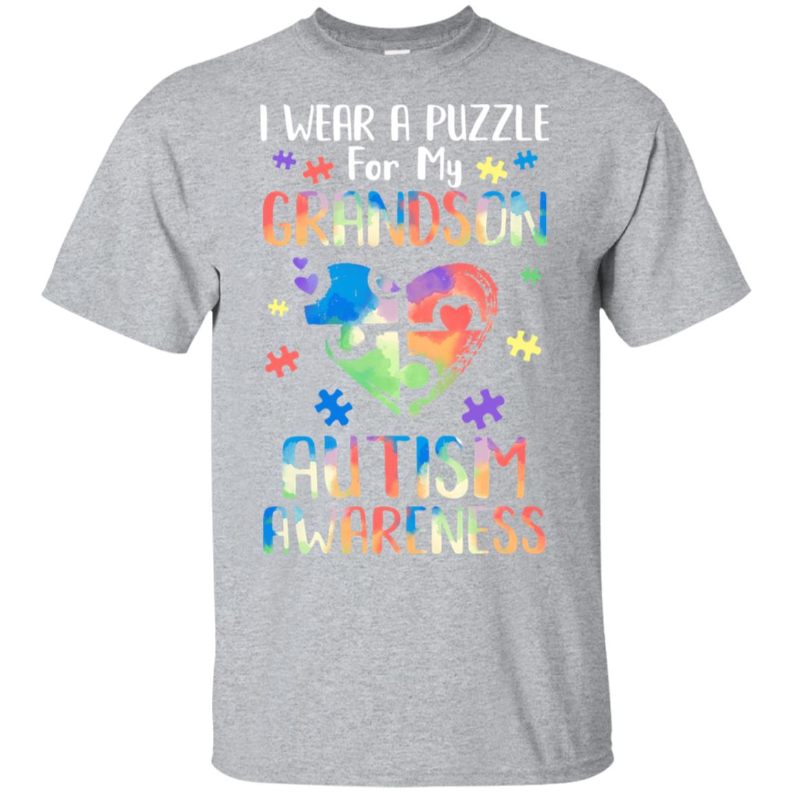 I Wear A Puzzle For My Grandson Autism Awareness T-Shirt & Hoodie | Teecentury.com