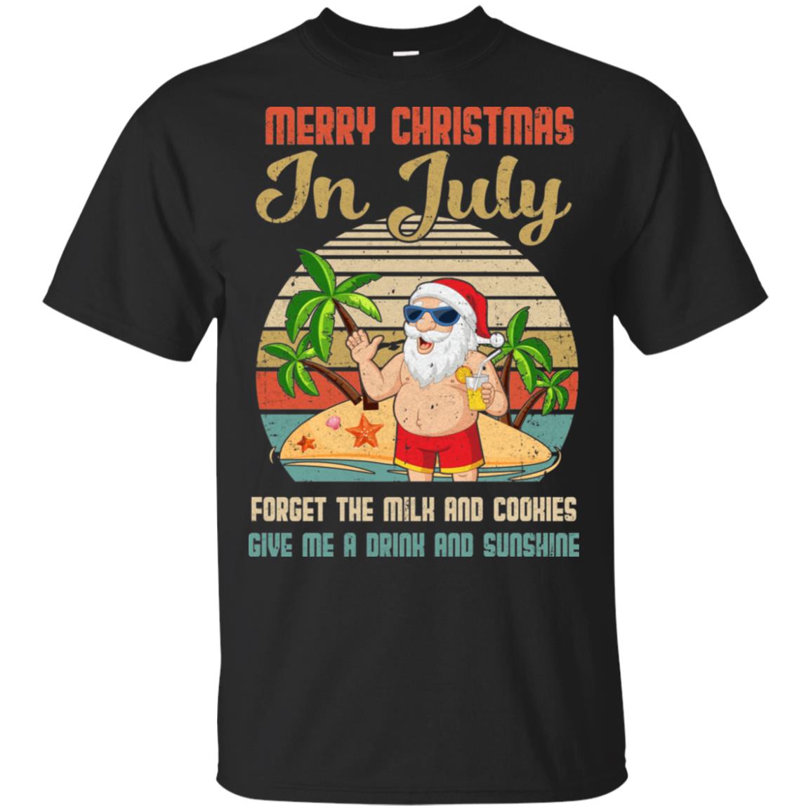 Funny Vintage Retro Santa Merry Christmas In July Gift T-Shirt & Tank Top | Teecentury.com