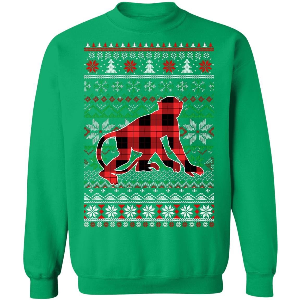 Monkey Red Plaid Ugly Christmas Sweater Funny Gifts T-Shirt & Sweatshirt | Teecentury.com