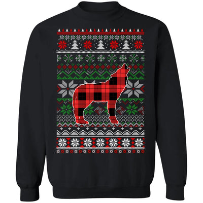 Wolve Red Plaid Ugly Christmas Sweater Funny Gifts T-Shirt & Sweatshirt | Teecentury.com