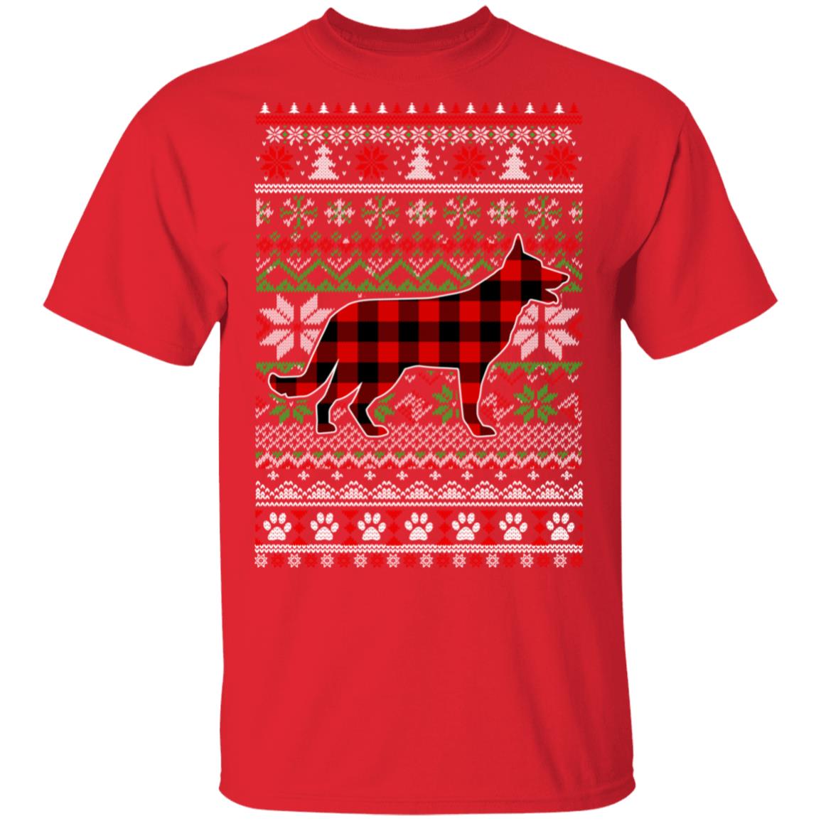 German Shepherd Red Plaid Ugly Christmas Sweater Gifts T-Shirt & Sweatshirt | Teecentury.com