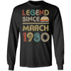 Legend Since March 1980 Vintage 42th Birthday Gifts T-Shirt & Hoodie | Teecentury.com