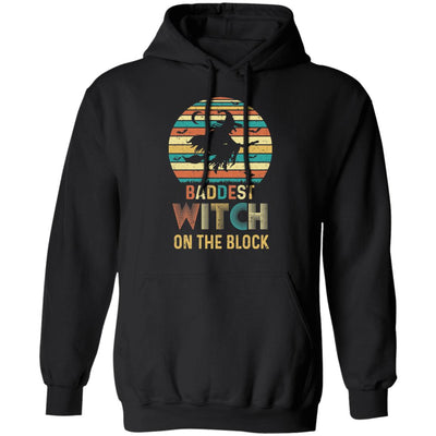 Baddest Witch On The Block Vintage Funny Halloween Gift T-Shirt & Hoodie | Teecentury.com