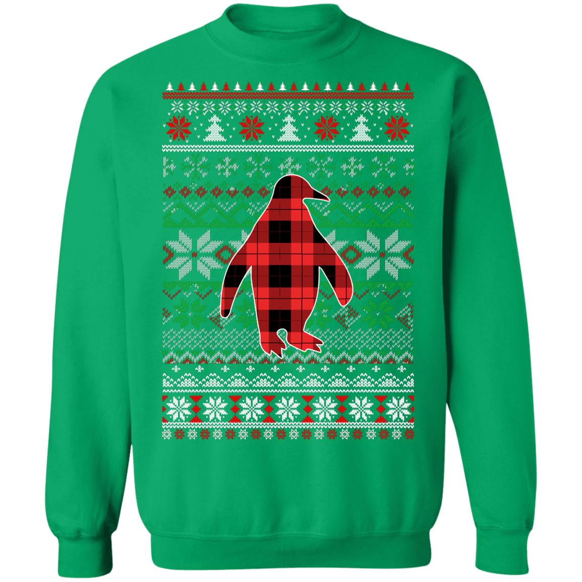 Penguin Red Plaid Ugly Christmas Sweater Funny Gifts T-Shirt & Sweatshirt | Teecentury.com