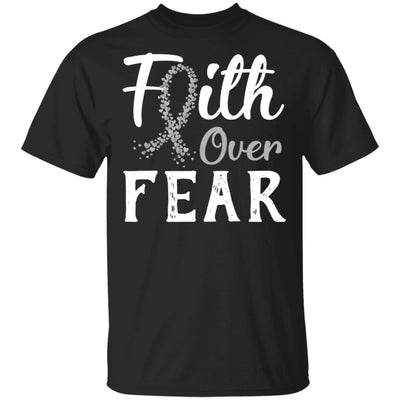 Brain Cancer Diabetes Awareness Gray Ribbon Faith Over Fear T-Shirt & Hoodie | Teecentury.com