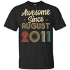 Awesome Since August 2011 Vintage 11th Birthday Gifts Youth Youth Shirt | Teecentury.com
