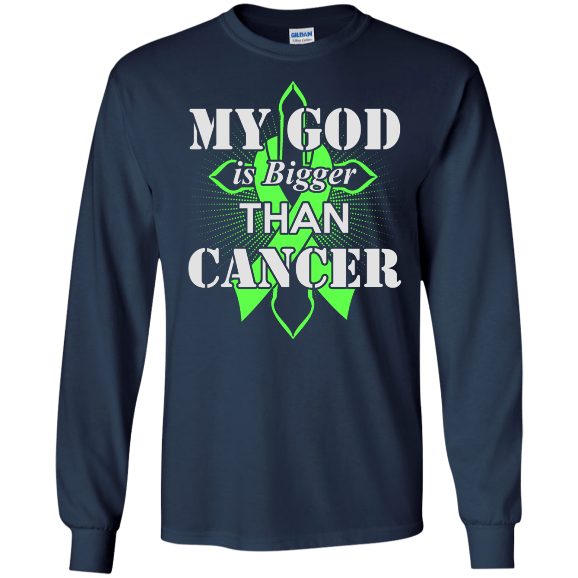 My God Is Bigger Than Cancer Green Awareness Ribbon T-Shirt & Hoodie | Teecentury.com
