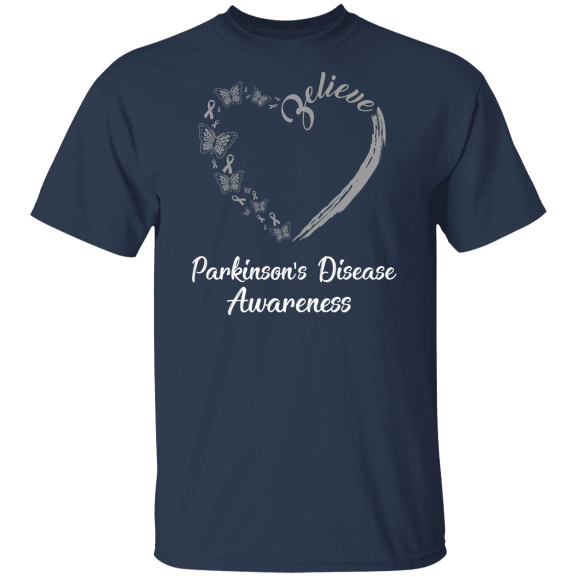Butterfly Believe Parkinson's Disease Awareness Ribbon Gifts T-Shirt & Hoodie | Teecentury.com