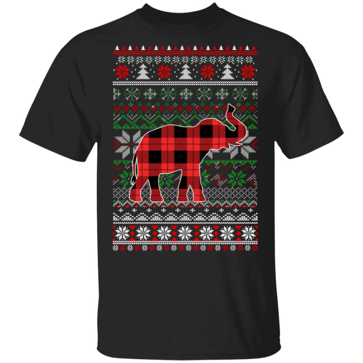 Elephant Red Plaid Ugly Christmas Sweater Funny Gifts T-Shirt & Sweatshirt | Teecentury.com
