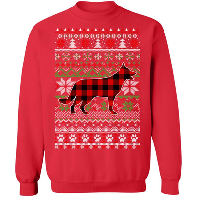 German Shepherd Red Plaid Ugly Christmas Sweater Gifts T-Shirt & Sweatshirt | Teecentury.com